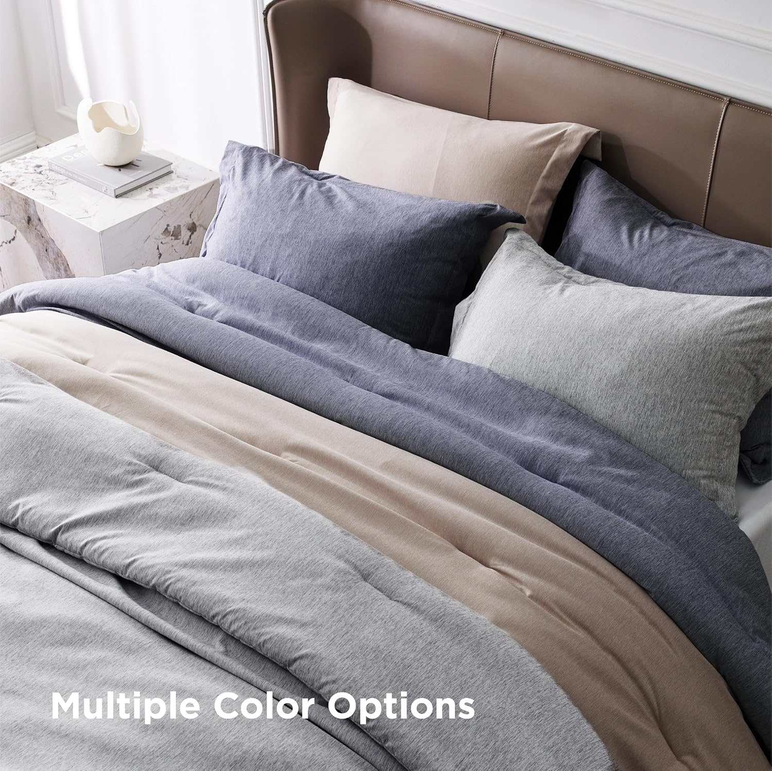 image:imageBedsure Grey Queen Comforter Set Soft Cationic Dyed Bedding Set 3 Pcs Breathable Comfortable for All Season SkinFriendly Melange Home Decor Gift Bed Set Cozy for Bedroom OEKO Modern04 Oat Melange