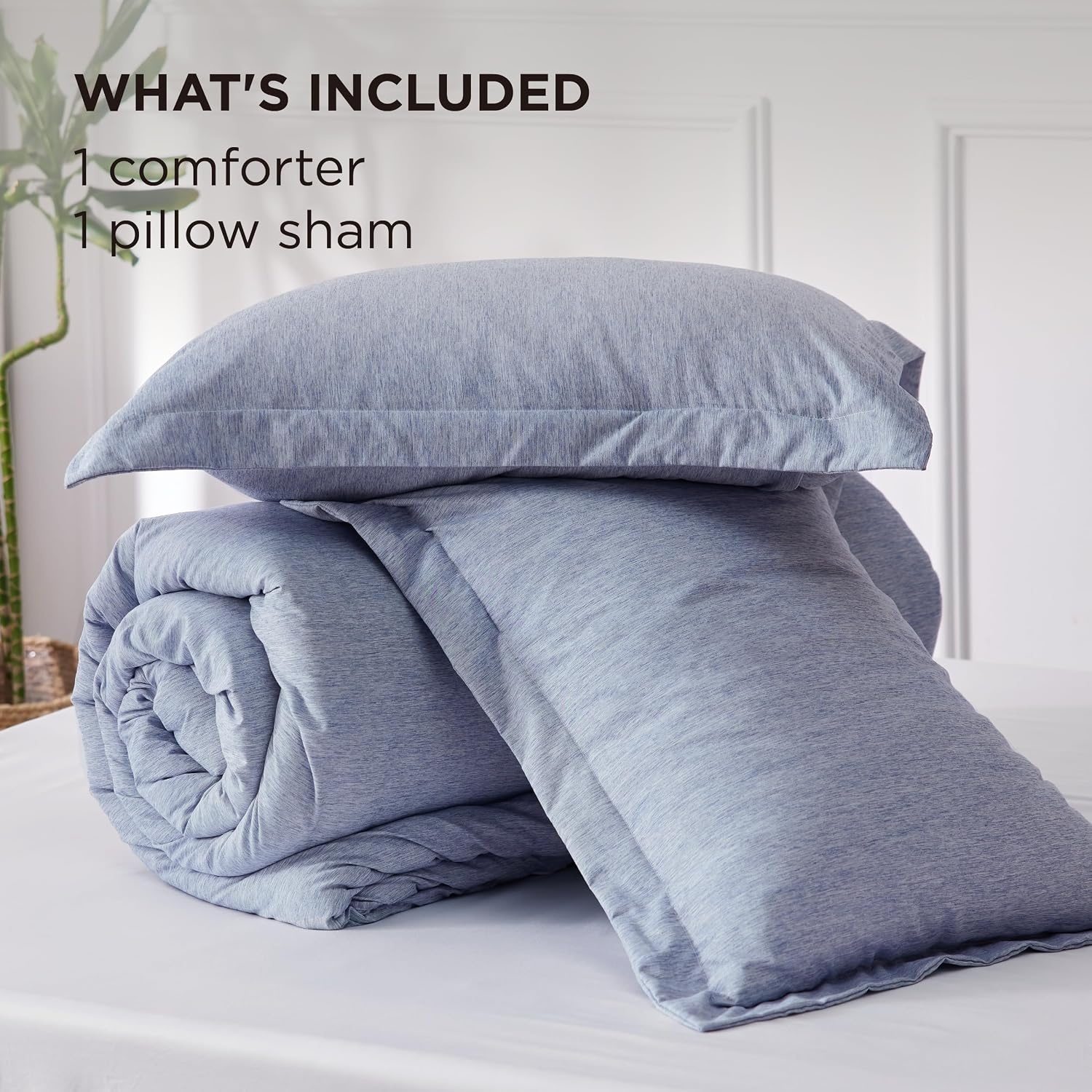 image:imageBedsure Grey Queen Comforter Set Soft Cationic Dyed Bedding Set 3 Pcs Breathable Comfortable for All Season SkinFriendly Melange Home Decor Gift Bed Set Cozy for Bedroom OEKO Modern05 Dusty Blue Melange