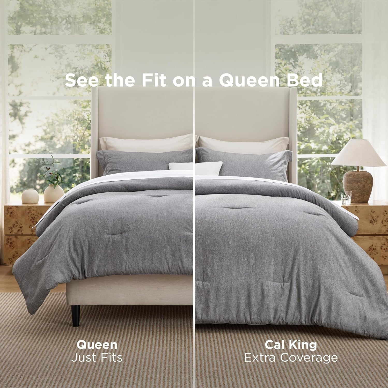 image:imageBedsure Grey Queen Comforter Set Soft Cationic Dyed Bedding Set 3 Pcs Breathable Comfortable for All Season SkinFriendly Melange Home Decor Gift Bed Set Cozy for Bedroom OEKO Modern03 Grey Melange