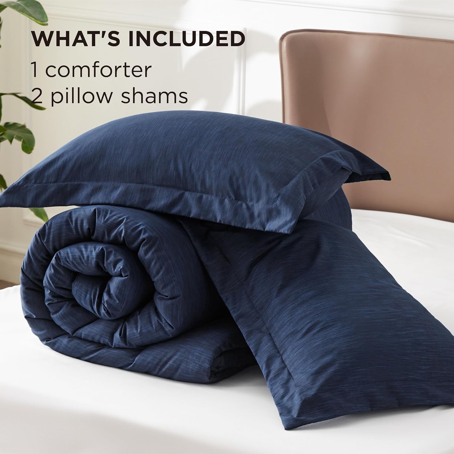 image:imageBedsure Grey Queen Comforter Set Soft Cationic Dyed Bedding Set 3 Pcs Breathable Comfortable for All Season SkinFriendly Melange Home Decor Gift Bed Set Cozy for Bedroom OEKO Modern05 Navy Melange