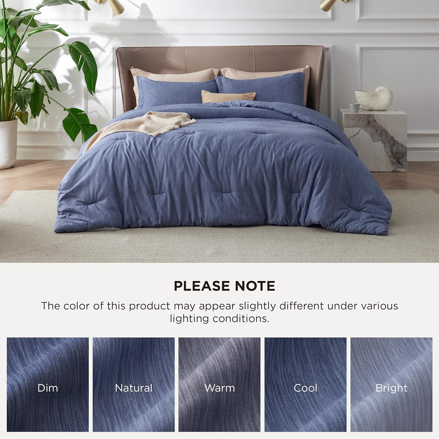 image:imageBedsure Grey Queen Comforter Set Soft Cationic Dyed Bedding Set 3 Pcs Breathable Comfortable for All Season SkinFriendly Melange Home Decor Gift Bed Set Cozy for Bedroom OEKO Modern05 Infinity Blue Melange