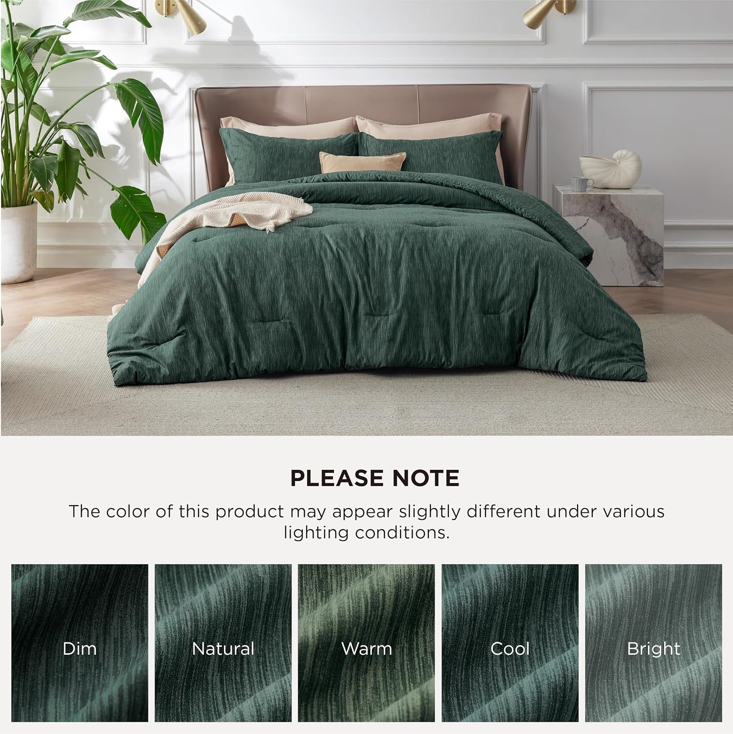 image:imageBedsure Grey Queen Comforter Set Soft Cationic Dyed Bedding Set 3 Pcs Breathable Comfortable for All Season SkinFriendly Melange Home Decor Gift Bed Set Cozy for Bedroom OEKO Modern02 Dark Green Melange