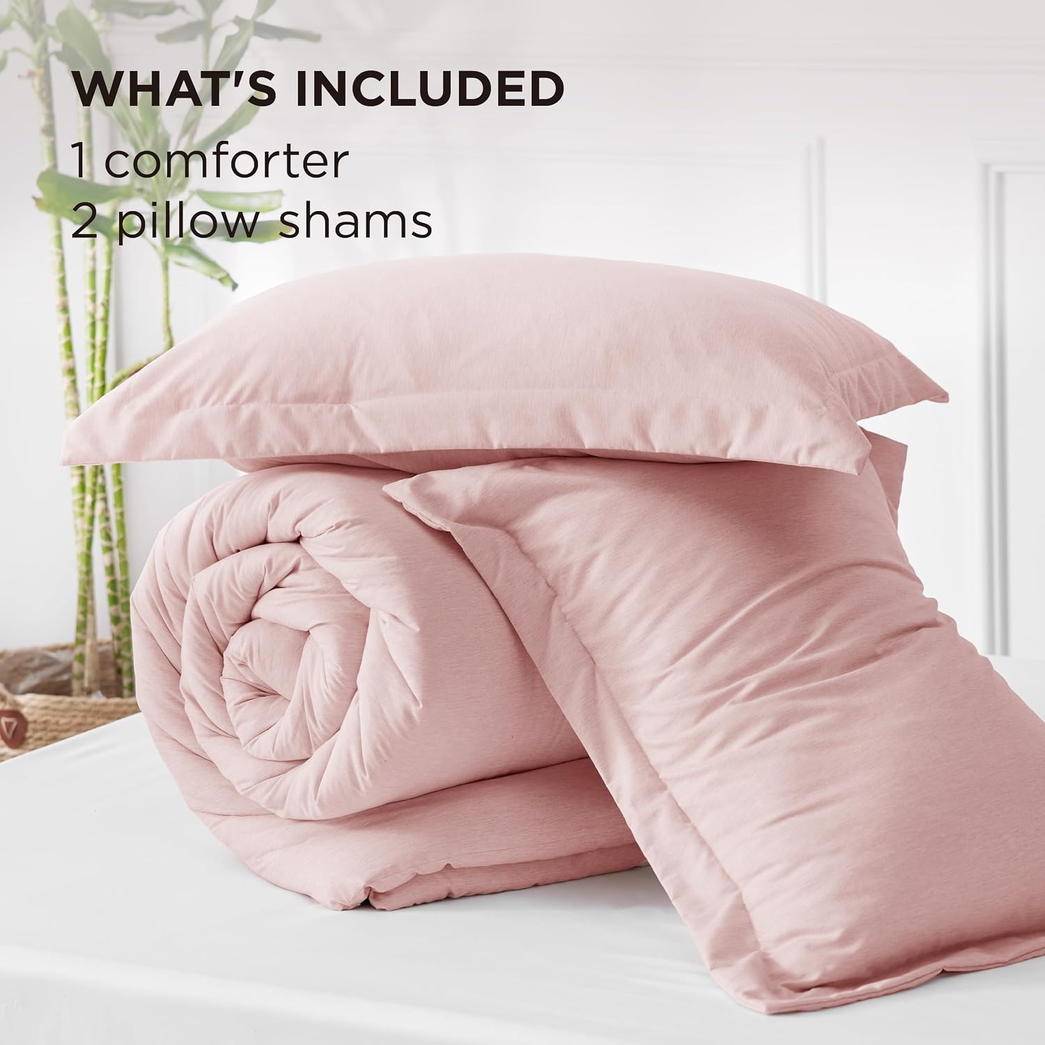 image:imageBedsure Grey Queen Comforter Set Soft Cationic Dyed Bedding Set 3 Pcs Breathable Comfortable for All Season SkinFriendly Melange Home Decor Gift Bed Set Cozy for Bedroom OEKO Modern06 Pink Melange