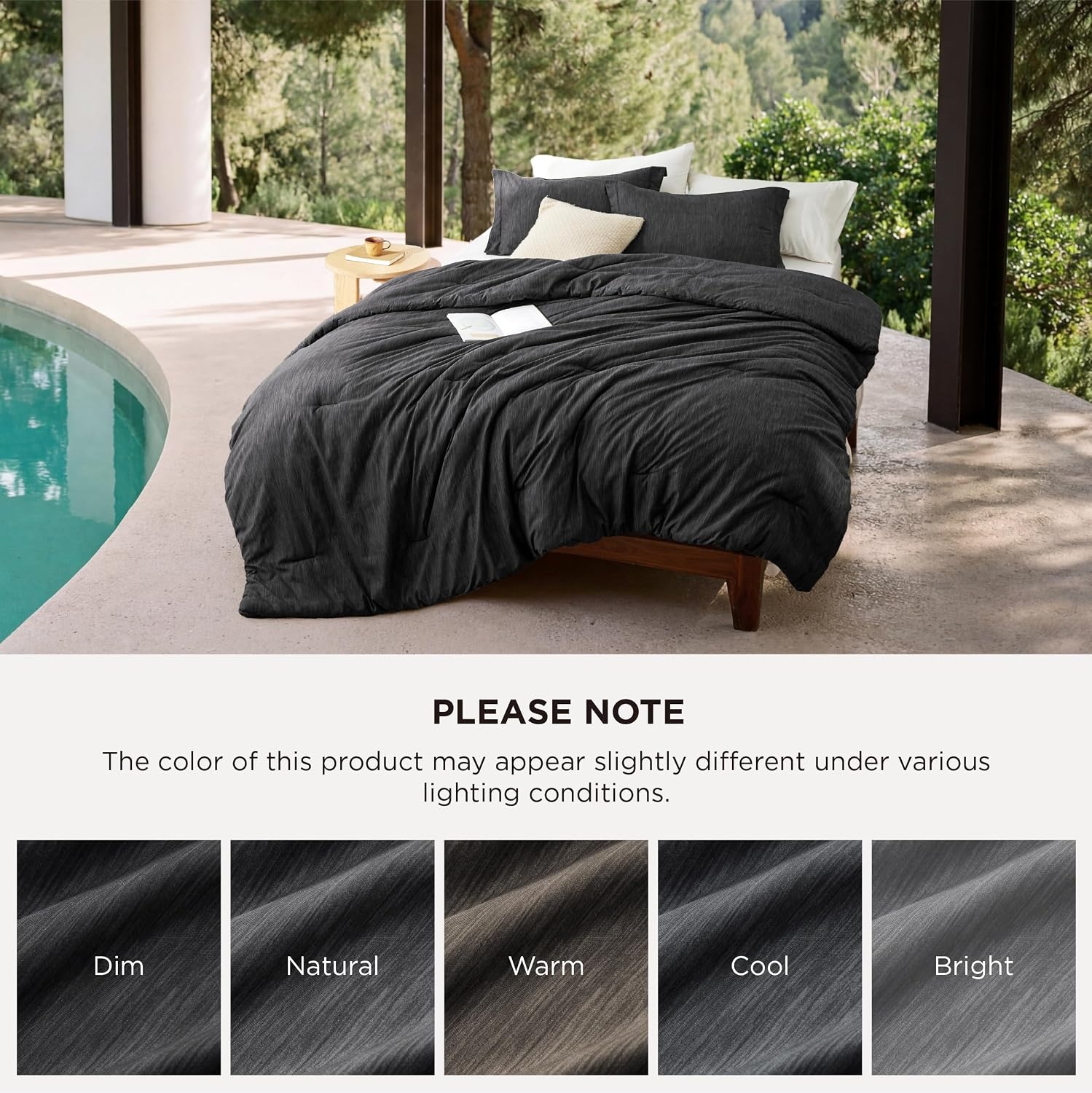 image:imageBedsure Grey Queen Comforter Set Soft Cationic Dyed Bedding Set 3 Pcs Breathable Comfortable for All Season SkinFriendly Melange Home Decor Gift Bed Set Cozy for Bedroom OEKO Modern03 Charcoal Melange