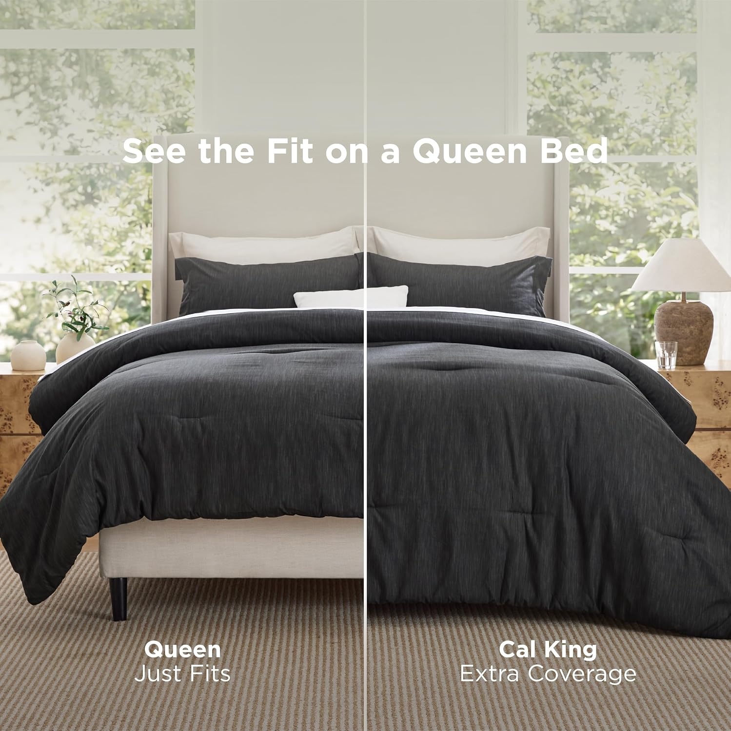 image:imageBedsure Grey Queen Comforter Set Soft Cationic Dyed Bedding Set 3 Pcs Breathable Comfortable for All Season SkinFriendly Melange Home Decor Gift Bed Set Cozy for Bedroom OEKO Modern03 Charcoal Melange