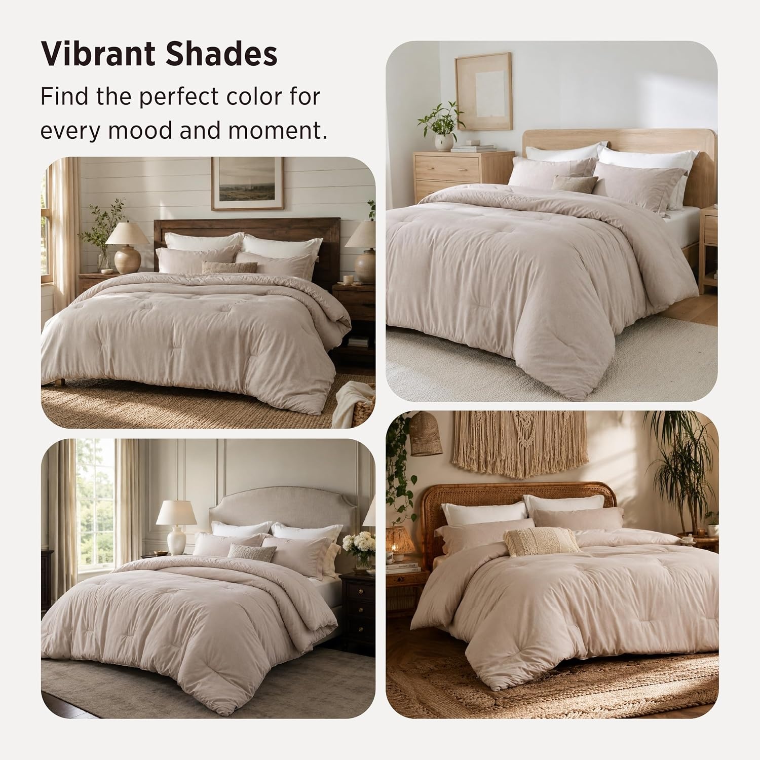 image:imageBedsure Grey Queen Comforter Set Soft Cationic Dyed Bedding Set 3 Pcs Breathable Comfortable for All Season SkinFriendly Melange Home Decor Gift Bed Set Cozy for Bedroom OEKO Modern04 Oat Melange