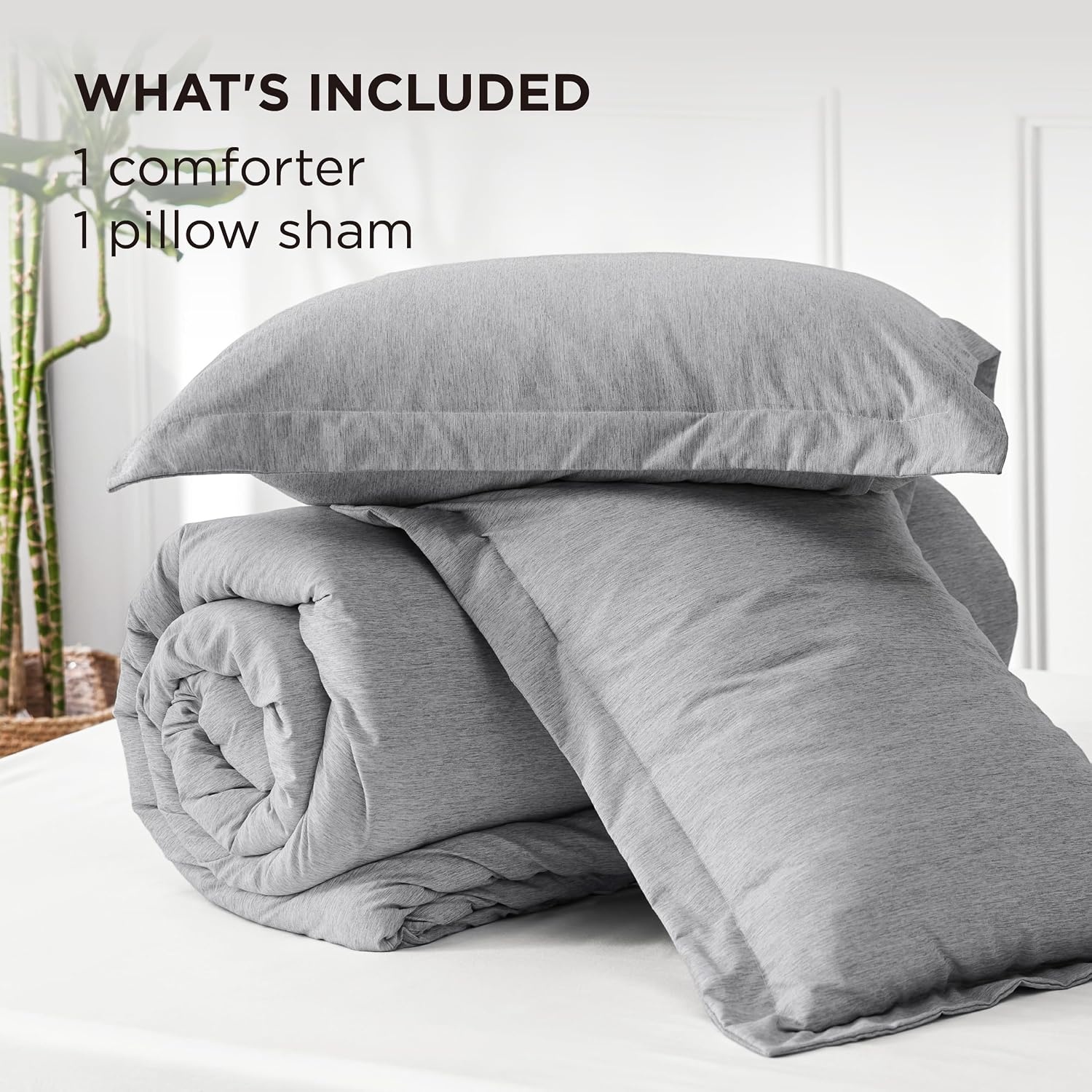 image:imageBedsure Grey Queen Comforter Set Soft Cationic Dyed Bedding Set 3 Pcs Breathable Comfortable for All Season SkinFriendly Melange Home Decor Gift Bed Set Cozy for Bedroom OEKO Modern03 Light Grey Melange