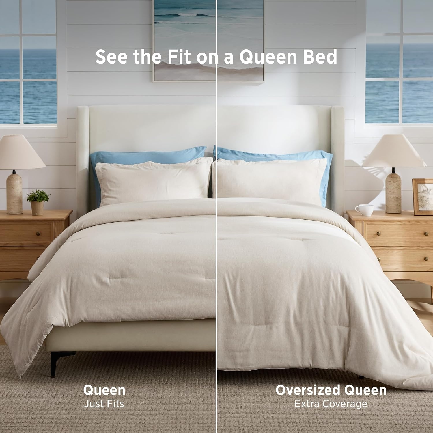image:imageBedsure Grey Queen Comforter Set Soft Cationic Dyed Bedding Set 3 Pcs Breathable Comfortable for All Season SkinFriendly Melange Home Decor Gift Bed Set Cozy for Bedroom OEKO Modern01 Beige Melange