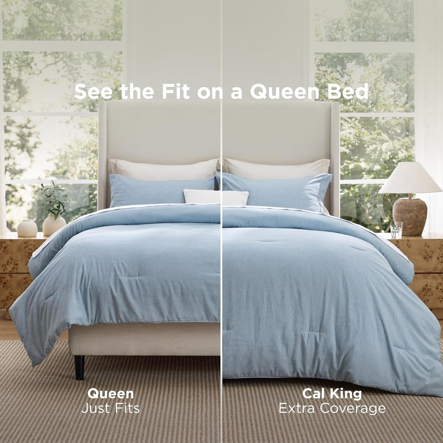 image:imageBedsure Grey Queen Comforter Set Soft Cationic Dyed Bedding Set 3 Pcs Breathable Comfortable for All Season SkinFriendly Melange Home Decor Gift Bed Set Cozy for Bedroom OEKO Modern05 Light Blue Melange