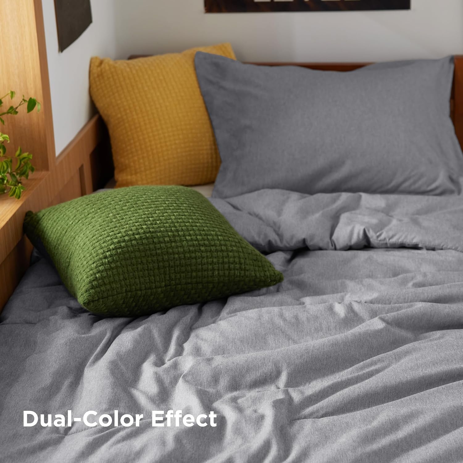 image:imageBedsure Grey Queen Comforter Set Soft Cationic Dyed Bedding Set 3 Pcs Breathable Comfortable for All Season SkinFriendly Melange Home Decor Gift Bed Set Cozy for Bedroom OEKO Modern03 Grey Melange