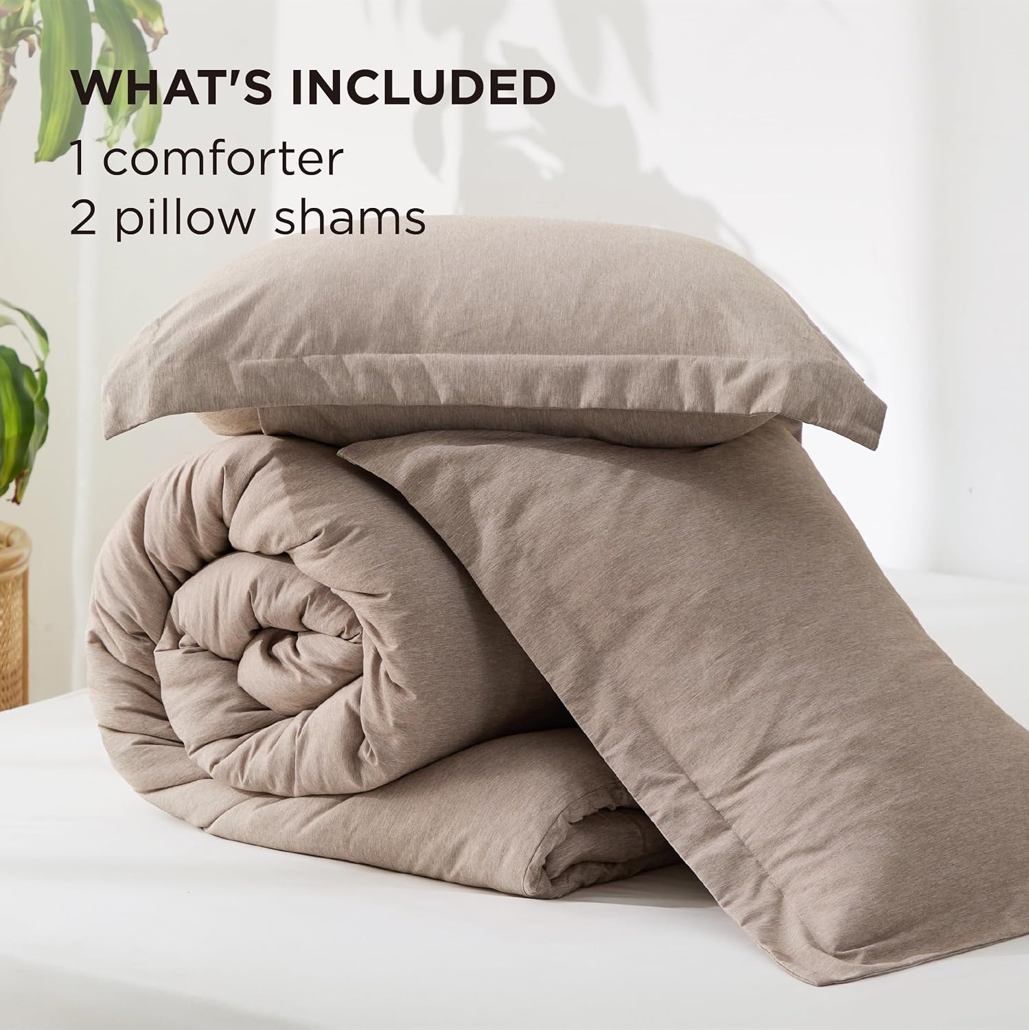 image:imageBedsure Grey Queen Comforter Set Soft Cationic Dyed Bedding Set 3 Pcs Breathable Comfortable for All Season SkinFriendly Melange Home Decor Gift Bed Set Cozy for Bedroom OEKO Modern04 Khaki Melange