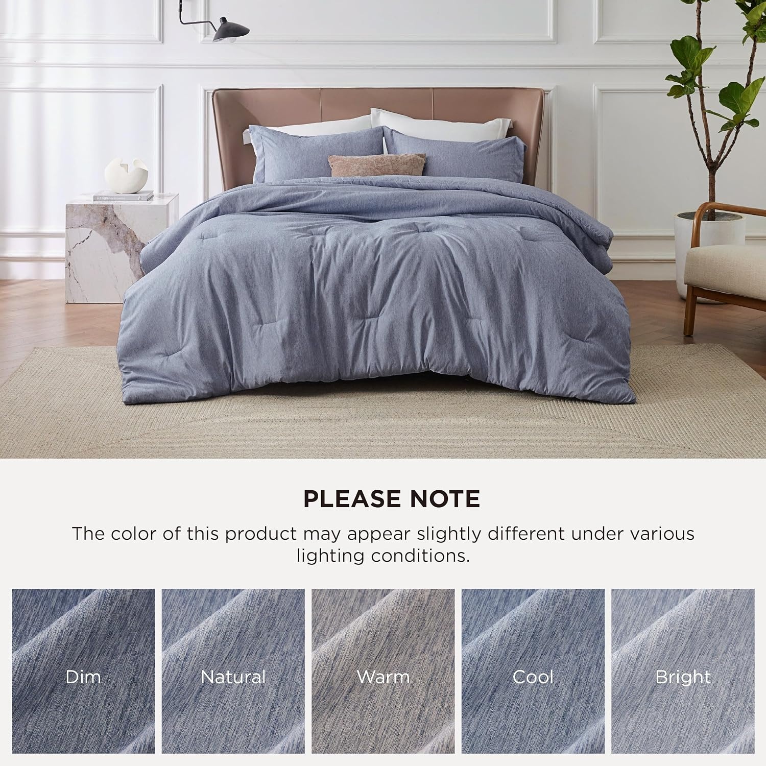 image:imageBedsure Grey Queen Comforter Set Soft Cationic Dyed Bedding Set 3 Pcs Breathable Comfortable for All Season SkinFriendly Melange Home Decor Gift Bed Set Cozy for Bedroom OEKO Modern05 Dusty Blue Melange