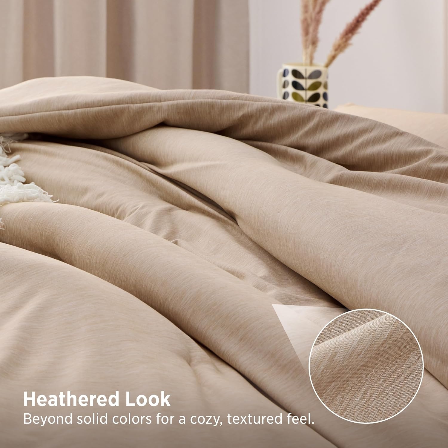 image:imageBedsure Grey Queen Comforter Set Soft Cationic Dyed Bedding Set 3 Pcs Breathable Comfortable for All Season SkinFriendly Melange Home Decor Gift Bed Set Cozy for Bedroom OEKO Modern04 Sand Melange
