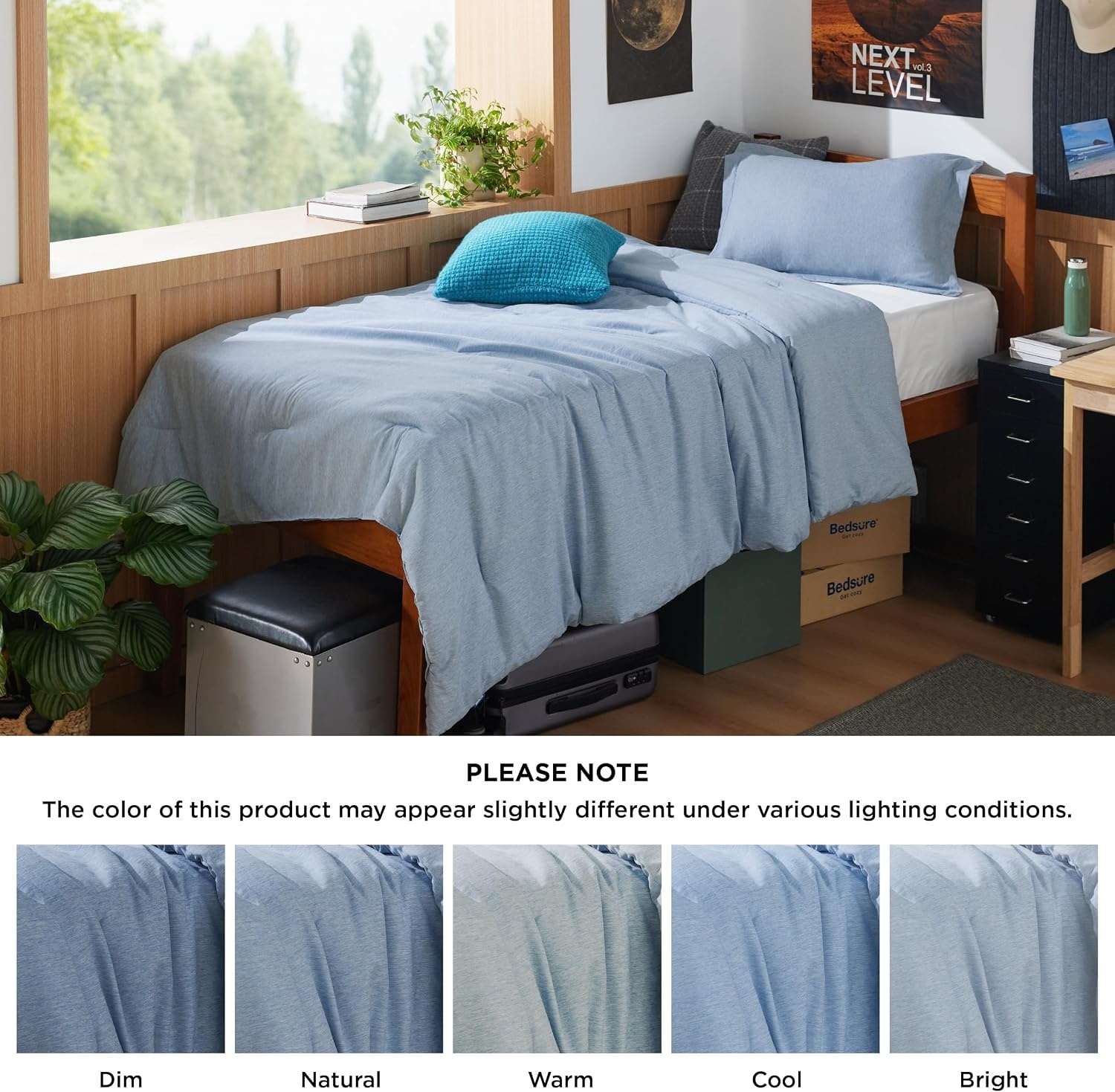 image:imageBedsure Grey Queen Comforter Set Soft Cationic Dyed Bedding Set 3 Pcs Breathable Comfortable for All Season SkinFriendly Melange Home Decor Gift Bed Set Cozy for Bedroom OEKO Modern05 Light Blue Melange