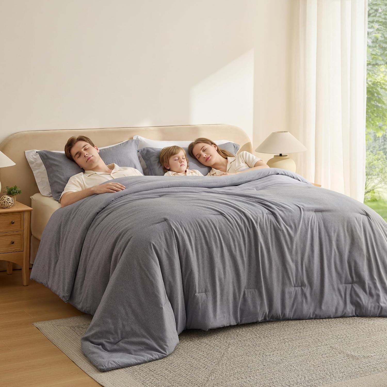 image:imageBedsure Grey Queen Comforter Set Soft Cationic Dyed Bedding Set 3 Pcs Breathable Comfortable for All Season SkinFriendly Melange Home Decor Gift Bed Set Cozy for Bedroom OEKO Modern03 Grey Melange