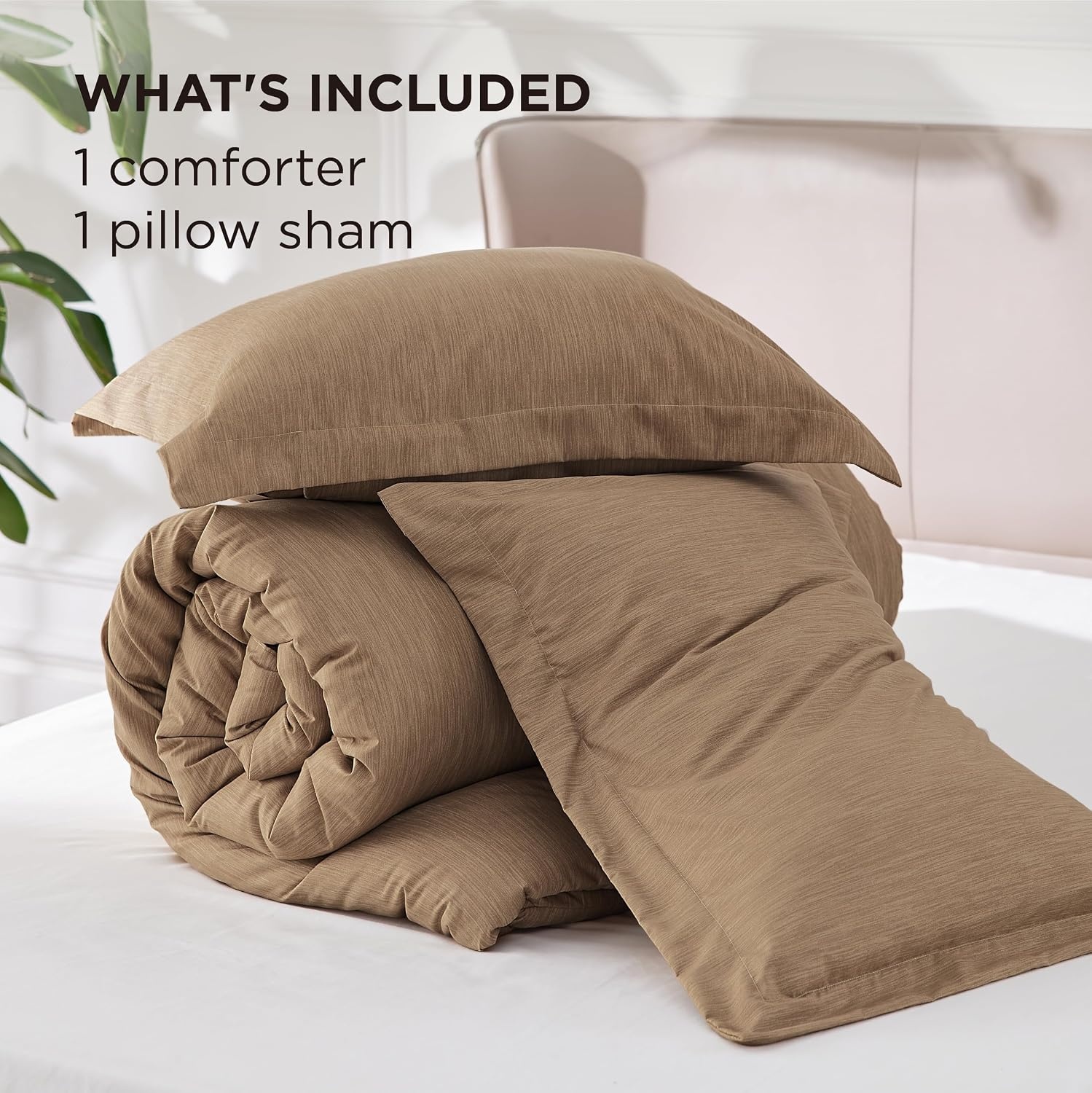 image:imageBedsure Grey Queen Comforter Set Soft Cationic Dyed Bedding Set 3 Pcs Breathable Comfortable for All Season SkinFriendly Melange Home Decor Gift Bed Set Cozy for Bedroom OEKO Modern04 Brown Melange