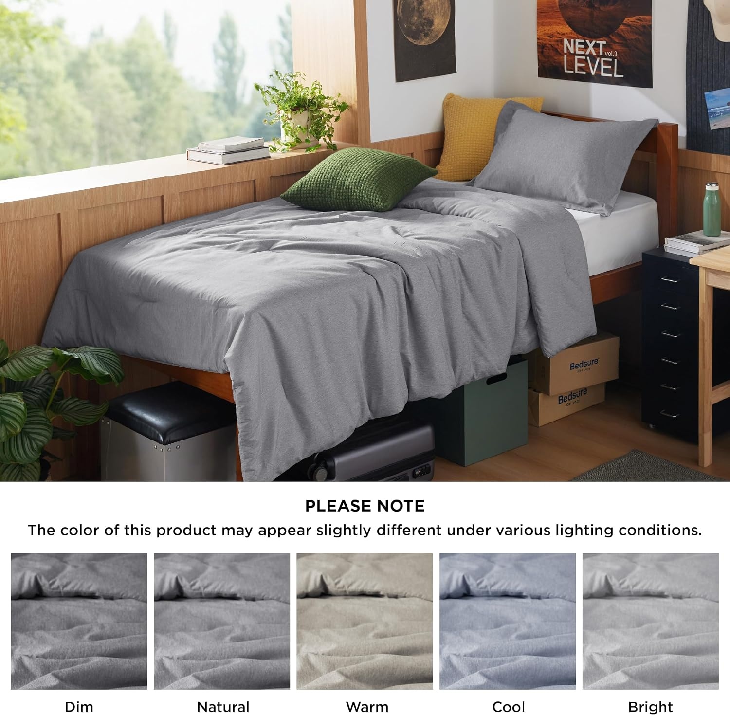 image:imageBedsure Grey Queen Comforter Set Soft Cationic Dyed Bedding Set 3 Pcs Breathable Comfortable for All Season SkinFriendly Melange Home Decor Gift Bed Set Cozy for Bedroom OEKO Modern03 Dark Grey Melange