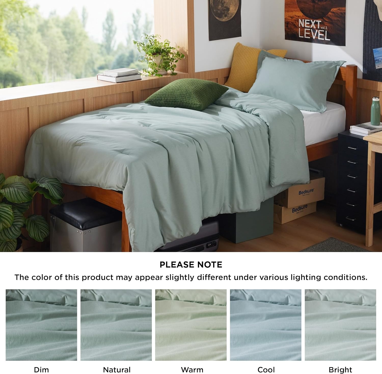image:imageBedsure Grey Queen Comforter Set Soft Cationic Dyed Bedding Set 3 Pcs Breathable Comfortable for All Season SkinFriendly Melange Home Decor Gift Bed Set Cozy for Bedroom OEKO Modern02 Mint Green Melange