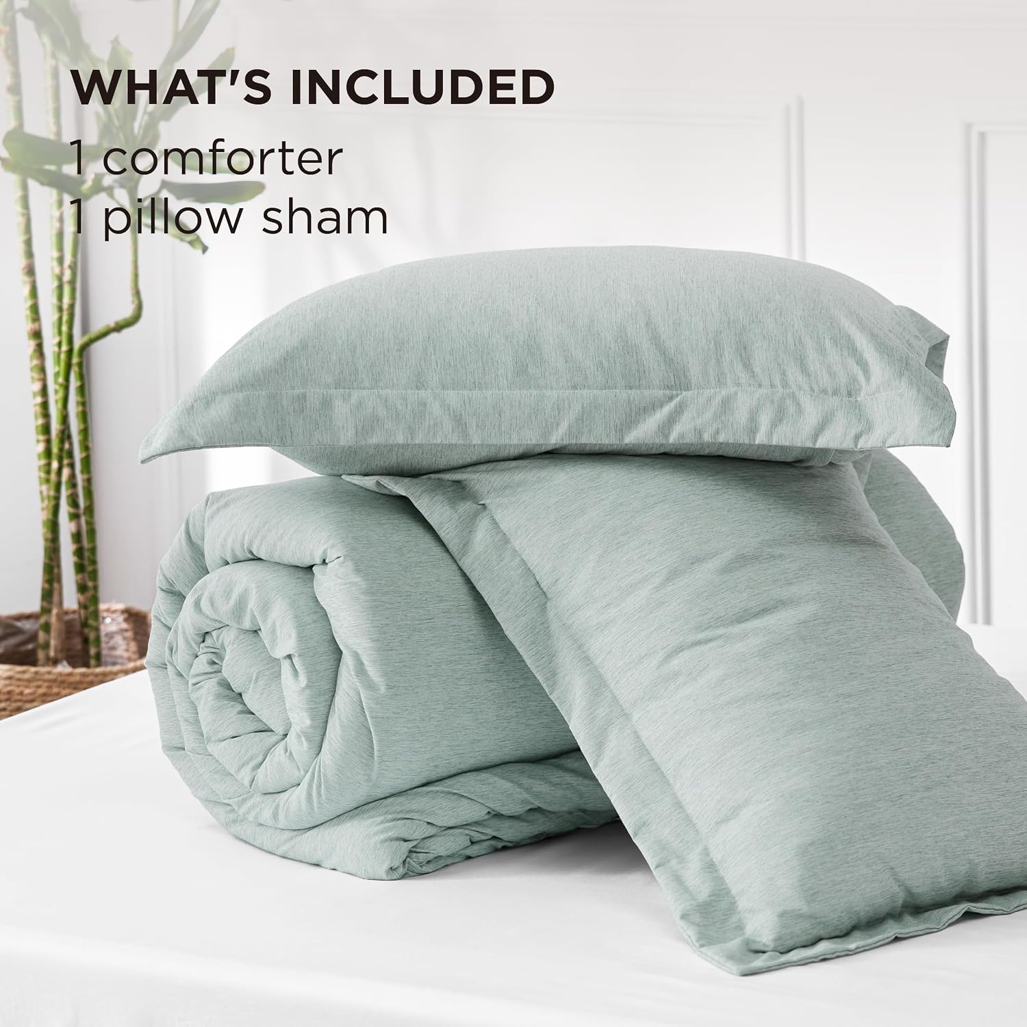 image:imageBedsure Grey Queen Comforter Set Soft Cationic Dyed Bedding Set 3 Pcs Breathable Comfortable for All Season SkinFriendly Melange Home Decor Gift Bed Set Cozy for Bedroom OEKO Modern02 Mint Green Melange