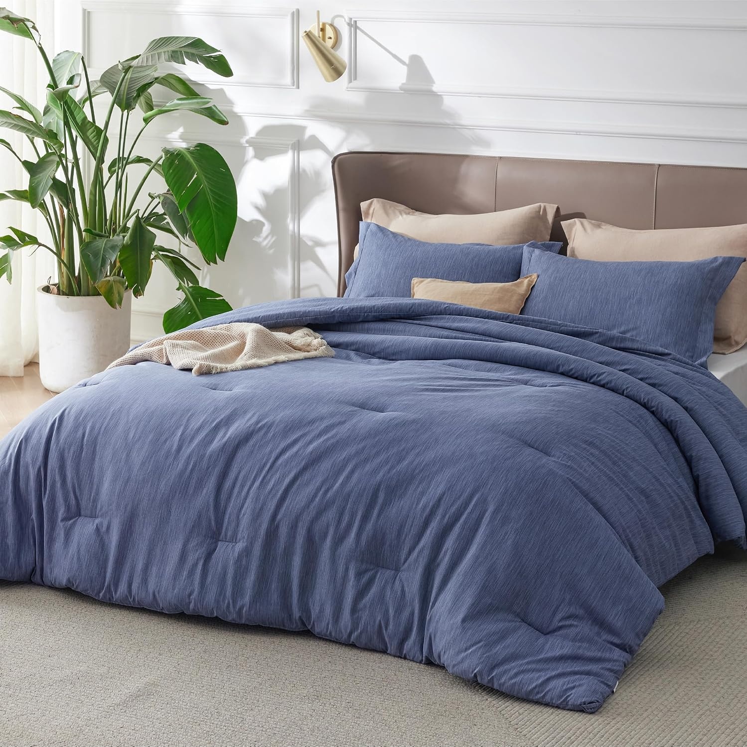 image:imageBedsure Grey Queen Comforter Set Soft Cationic Dyed Bedding Set 3 Pcs Breathable Comfortable for All Season SkinFriendly Melange Home Decor Gift Bed Set Cozy for Bedroom OEKO Modern05 Infinity Blue Melange