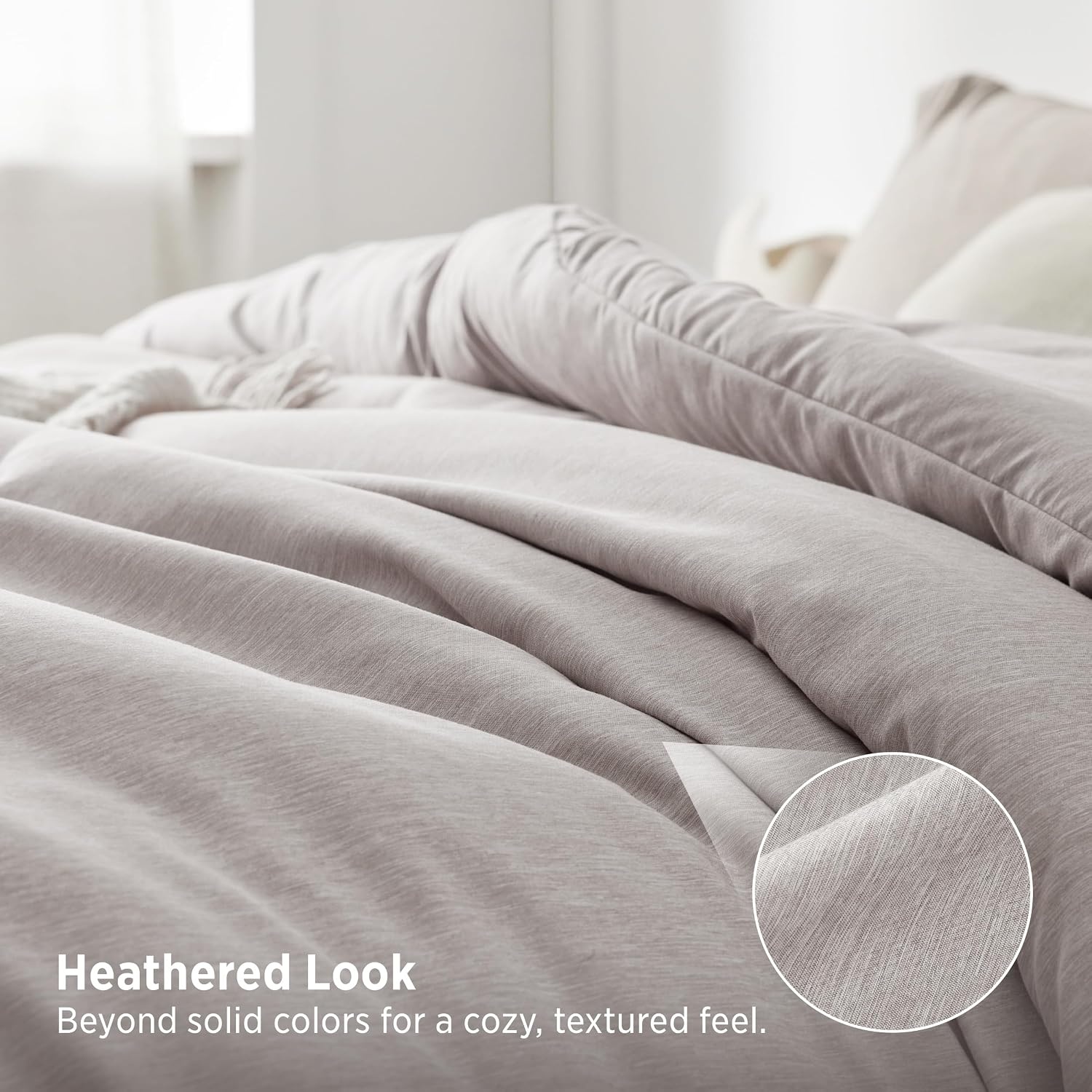 image:imageBedsure Grey Queen Comforter Set Soft Cationic Dyed Bedding Set 3 Pcs Breathable Comfortable for All Season SkinFriendly Melange Home Decor Gift Bed Set Cozy for Bedroom OEKO Modern04 Taupe Melange