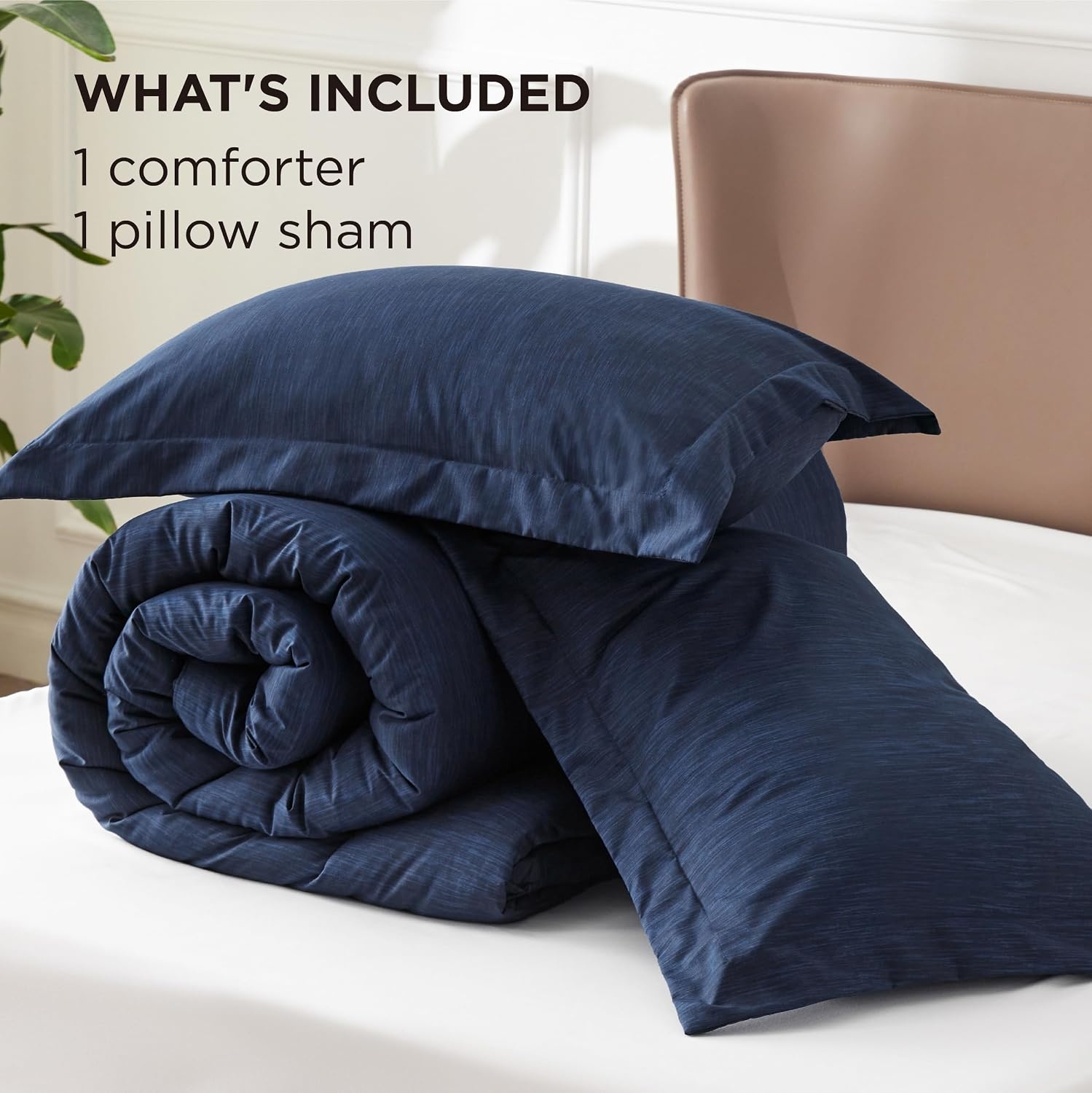 image:imageBedsure Grey Queen Comforter Set Soft Cationic Dyed Bedding Set 3 Pcs Breathable Comfortable for All Season SkinFriendly Melange Home Decor Gift Bed Set Cozy for Bedroom OEKO Modern05 Navy Melange