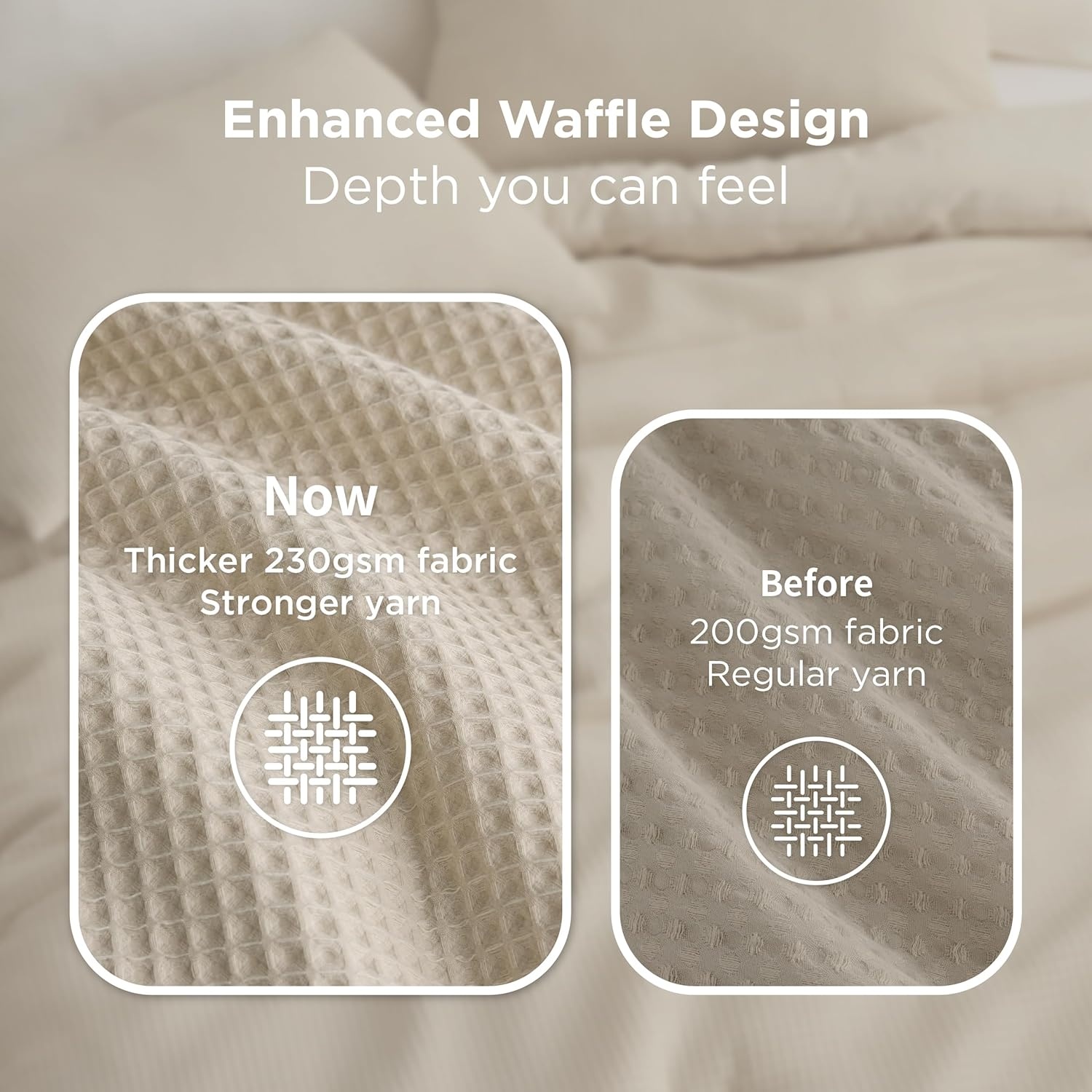 image:imageBedsure Oliver Green Queen Bedding Comforter Set Waffle Breathable Bedding Set All Season Comforter with 3 Pieces 1 Waffle Weave Comforter 90x90 and 2 Pillowcases 20x26Beige