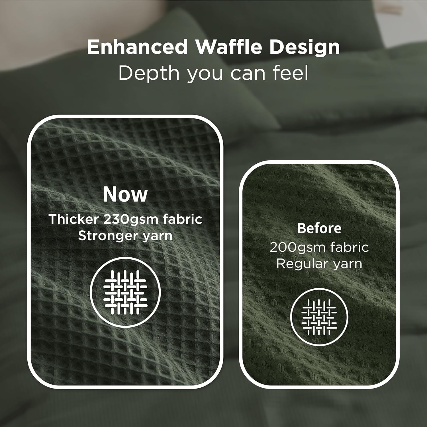 image:imageBedsure Oliver Green Queen Bedding Comforter Set Waffle Breathable Bedding Set All Season Comforter with 3 Pieces 1 Waffle Weave Comforter 90x90 and 2 Pillowcases 20x26Oliver Green