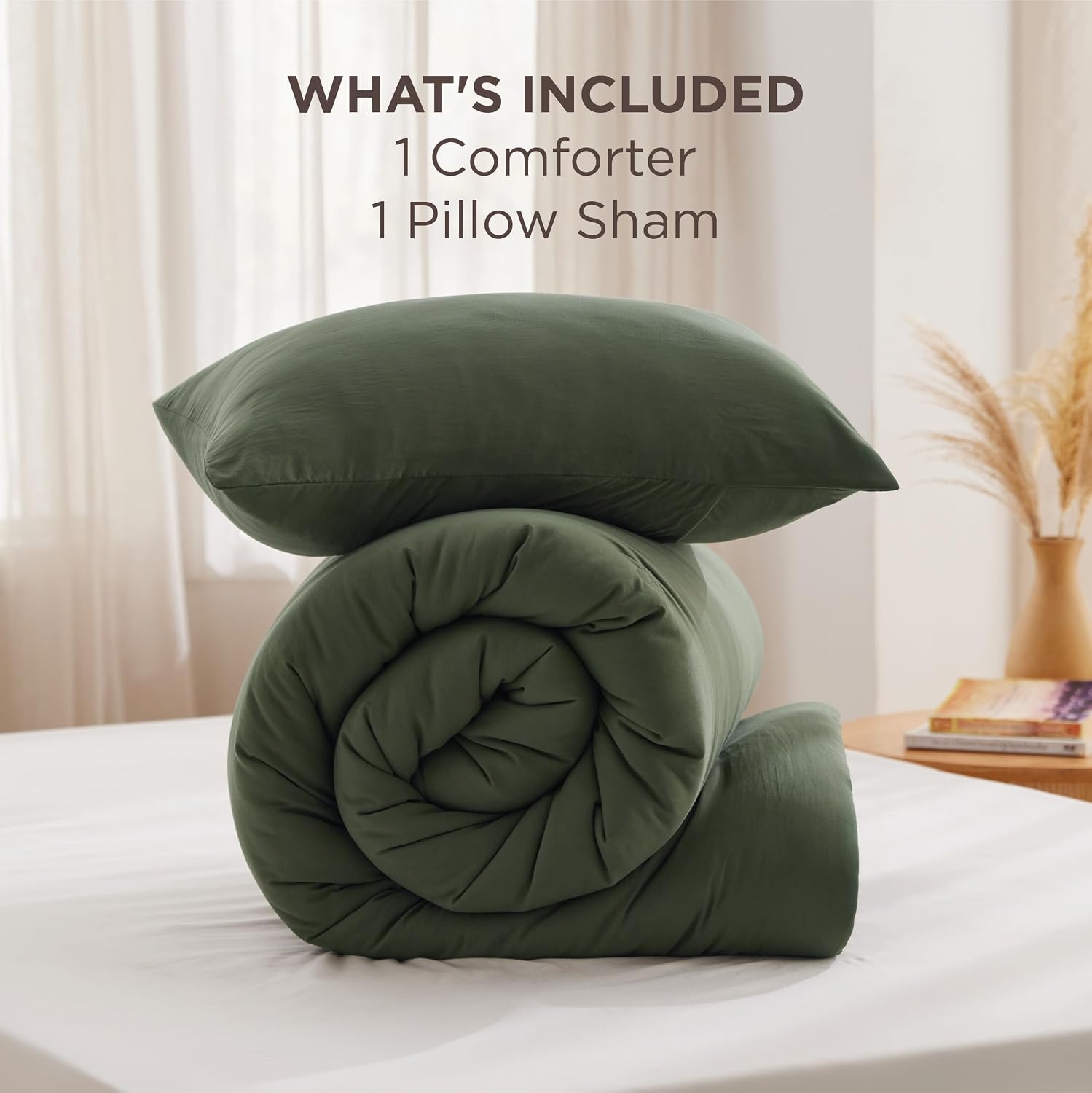 image:imageBedsure Queen Comforter Set Dark Grey Soft Prewashed Queen Size Bedding Quilted Comforter with Circle Design Down Alternative Comforter for All Seasons 3 Pieces Bed Set with 2 Pillow Shams03olive Greenclover