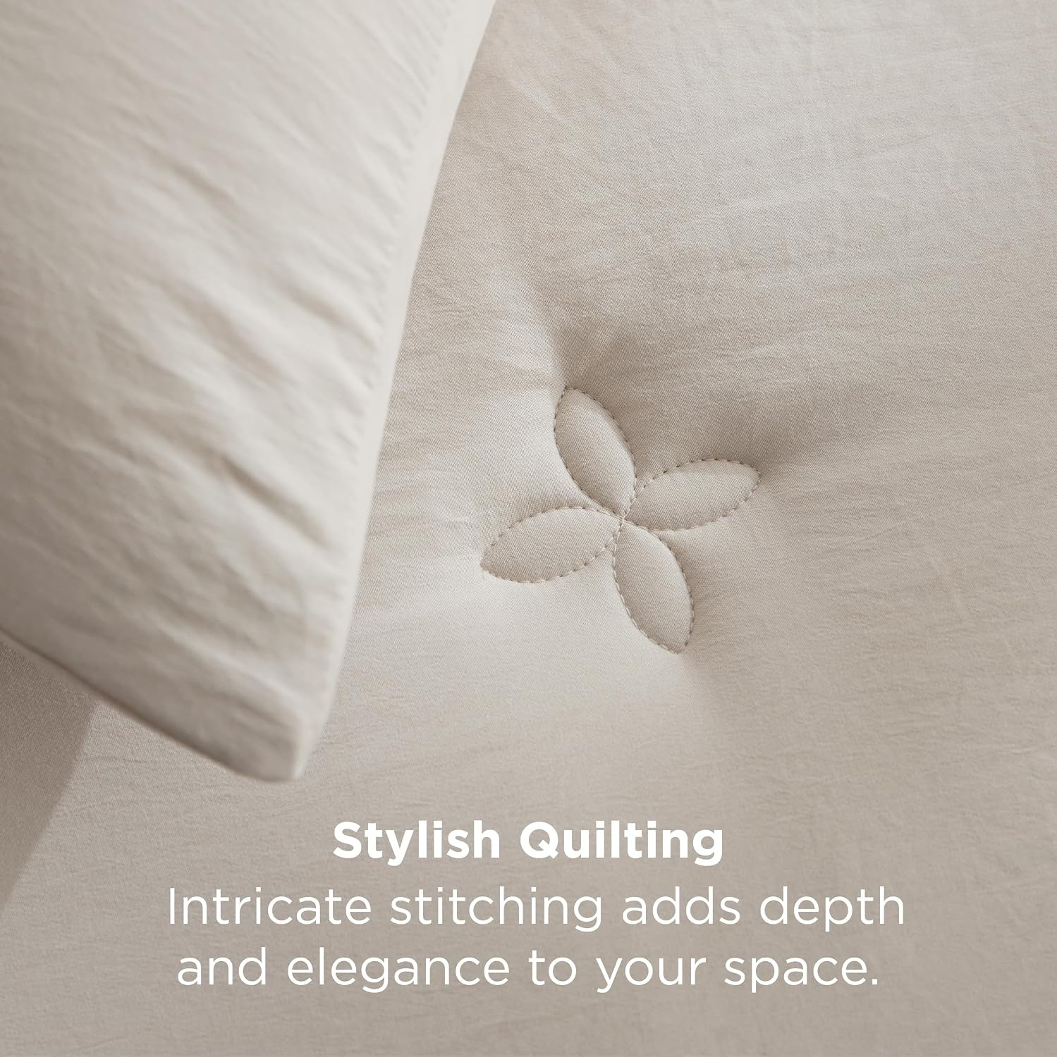 image:imageBedsure Queen Comforter Set Dark Grey Soft Prewashed Queen Size Bedding Quilted Comforter with Circle Design Down Alternative Comforter for All Seasons 3 Pieces Bed Set with 2 Pillow Shams02beigeclover