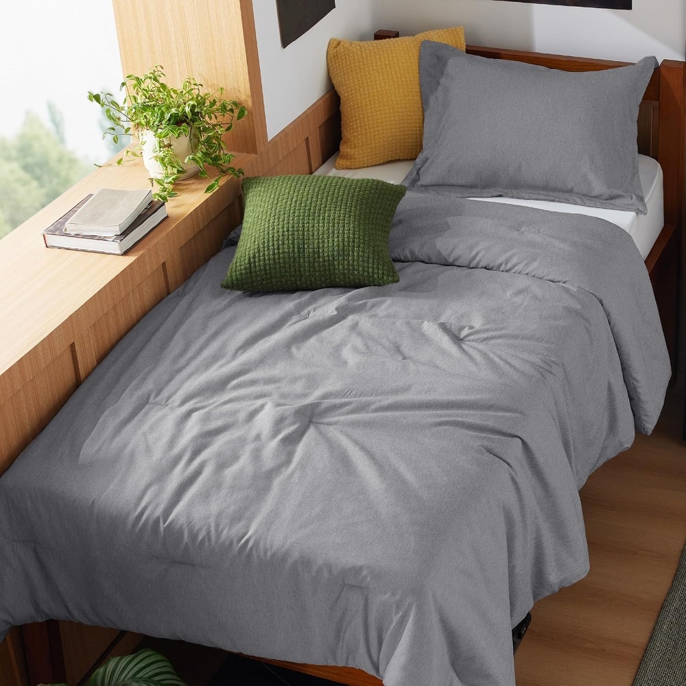 image:imageBedsure Grey Queen Comforter Set Soft Cationic Dyed Bedding Set 3 Pcs Breathable Comfortable for All Season SkinFriendly Melange Home Decor Gift Bed Set Cozy for Bedroom OEKO Modern03 Dark Grey Melange