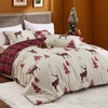 Bedsure Christmas Comforter Set Queen – Christmas Bed Set with Reindeer, Soft Bedding for Holiday, 3 Pieces, 1 Reversible Buffalo Check Printed Comforter and 2 Pillow Shams(01 – Red Reindeer)