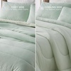 Bedsure Cooling Comforter Queen Size Charcoal Black, Reversible Comforter for Hot Sleepers & Night Sweats All Season, 3 Pieces, 1 Soft Comforter (88″x88″) and 2 Pillow Cases (20″x26″)(Light Green)