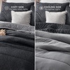 Bedsure Cooling Comforter Queen Size Charcoal Black, Reversible Comforter for Hot Sleepers & Night Sweats All Season, 3 Pieces, 1 Soft Comforter (88″x88″) and 2 Pillow Cases (20″x26″)(Charcoal Black)