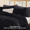 Bedsure Faux Fur Queen Comforter Set – Beige Fluffy Comforter Queen Size, Soft and Cozy Shaggy Bedding Comforter Sets, Winter Warm Luxury Fuzzy Bed Set 3 Pieces, 1 Comforter and 2 Pillowcases(03 – Black)