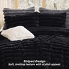Bedsure Faux Fur Queen Comforter Set – Beige Fluffy Comforter Queen Size, Soft and Cozy Shaggy Bedding Comforter Sets, Winter Warm Luxury Fuzzy Bed Set 3 Pieces, 1 Comforter and 2 Pillowcases(03 – Black)