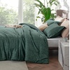 Bedsure Grey Queen Comforter Set, Soft Cationic Dyed Bedding Set 3 Pcs | Breathable, Comfortable for All Season, Skin-Friendly, Melange, Home Decor Gift, Bed Set, Cozy for Bedroom, OEKO, Modern(02 – Dark Green Melange)