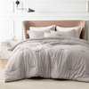 Bedsure Grey Queen Comforter Set, Soft Cationic Dyed Bedding Set 3 Pcs | Breathable, Comfortable for All Season, Skin-Friendly, Melange, Home Decor Gift, Bed Set, Cozy for Bedroom, OEKO, Modern(04 – Taupe Melange)
