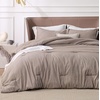Bedsure Grey Queen Comforter Set, Soft Cationic Dyed Bedding Set 3 Pcs | Breathable, Comfortable for All Season, Skin-Friendly, Melange, Home Decor Gift, Bed Set, Cozy for Bedroom, OEKO, Modern(04 – Khaki Melange)