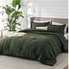 Bedsure Grey Queen Comforter Set, Soft Cationic Dyed Bedding Set 3 Pcs | Breathable, Comfortable for All Season, Skin-Friendly, Melange, Home Decor Gift, Bed Set, Cozy for Bedroom, OEKO, Modern(02 – Olive Green Melange)