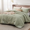 Bedsure Grey Queen Comforter Set, Soft Cationic Dyed Bedding Set 3 Pcs | Breathable, Comfortable for All Season, Skin-Friendly, Melange, Home Decor Gift, Bed Set, Cozy for Bedroom, OEKO, Modern(02 – Tea Green Melange)