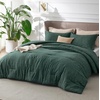 Bedsure Grey Queen Comforter Set, Soft Cationic Dyed Bedding Set 3 Pcs | Breathable, Comfortable for All Season, Skin-Friendly, Melange, Home Decor Gift, Bed Set, Cozy for Bedroom, OEKO, Modern(02 – Dark Green Melange)