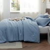 Bedsure Grey Queen Comforter Set, Soft Cationic Dyed Bedding Set 3 Pcs | Breathable, Comfortable for All Season, Skin-Friendly, Melange, Home Decor Gift, Bed Set, Cozy for Bedroom, OEKO, Modern(05 – Storm Blue Melange)