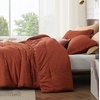 Bedsure Grey Queen Comforter Set, Soft Cationic Dyed Bedding Set 3 Pcs | Breathable, Comfortable for All Season, Skin-Friendly, Melange, Home Decor Gift, Bed Set, Cozy for Bedroom, OEKO, Modern(08 – Orange Melange)