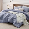 Bedsure Grey Queen Comforter Set, Soft Cationic Dyed Bedding Set 3 Pcs | Breathable, Comfortable for All Season, Skin-Friendly, Melange, Home Decor Gift, Bed Set, Cozy for Bedroom, OEKO, Modern(05 – Dusty Blue Melange)