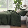 Bedsure Grey Queen Comforter Set, Soft Cationic Dyed Bedding Set 3 Pcs | Breathable, Comfortable for All Season, Skin-Friendly, Melange, Home Decor Gift, Bed Set, Cozy for Bedroom, OEKO, Modern(02 – Olive Green Melange)
