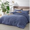 Bedsure Grey Queen Comforter Set, Soft Cationic Dyed Bedding Set 3 Pcs | Breathable, Comfortable for All Season, Skin-Friendly, Melange, Home Decor Gift, Bed Set, Cozy for Bedroom, OEKO, Modern(05 – Infinity Blue Melange)