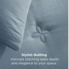 Bedsure Queen Comforter Set Dark Grey, Soft Prewashed Queen Size Bedding, Quilted Comforter with Circle Design, Down Alternative Comforter for All Seasons, 3 Pieces Bed Set with 2 Pillow Shams(04-mineral Blue-clover)