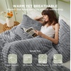 Bedsure Queen Fluffy Comforter Set – GentleSoft 3 Pieces Luxury Fleece Bed Olive Green Bedding, Cozy Room Decor Aesthetic, 1 Queen Bed Comforter (90″x90″) and 2 Pillowcases (20″x26″)(04 – Grey)