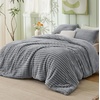 Bedsure Queen Fluffy Comforter Set – GentleSoft 3 Pieces Luxury Fleece Bed Olive Green Bedding, Cozy Room Decor Aesthetic, 1 Queen Bed Comforter (90″x90″) and 2 Pillowcases (20″x26″)(04 – Grey)